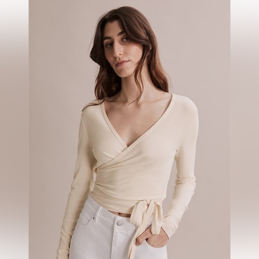 Y2k Elegant beige Wrap Top Size:S
